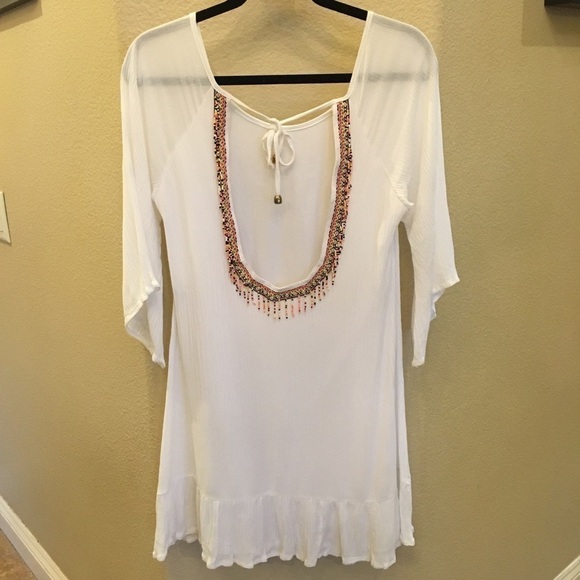 VIVA White Dress W/ Bead Details Size S/M - Picture 1 of 7